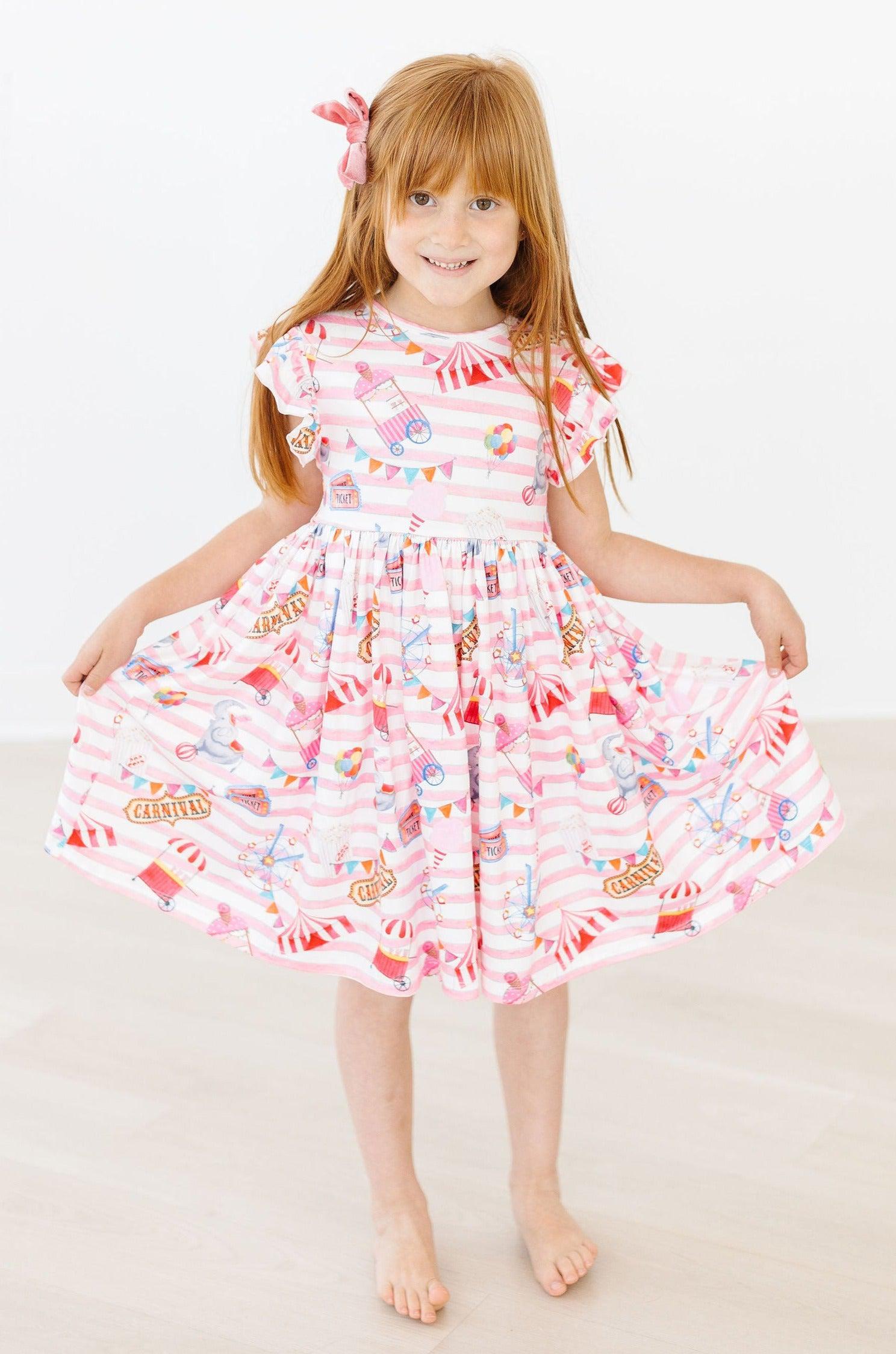 Off to the Circus Flutter Sleeve Twirl Dress-Mila & Rose ®