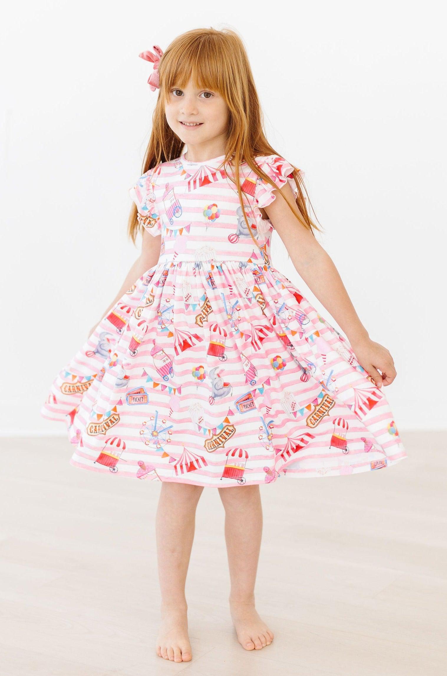Off to the Circus Flutter Sleeve Twirl Dress-Mila & Rose ®