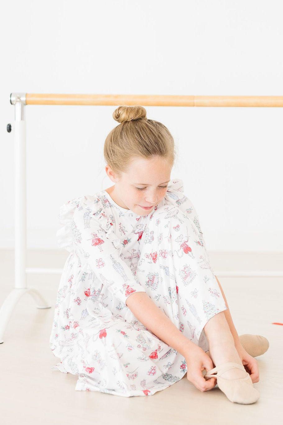Clara's Christmas 3/4 Sleeve Ruffle Twirl Dress-Mila & Rose ®