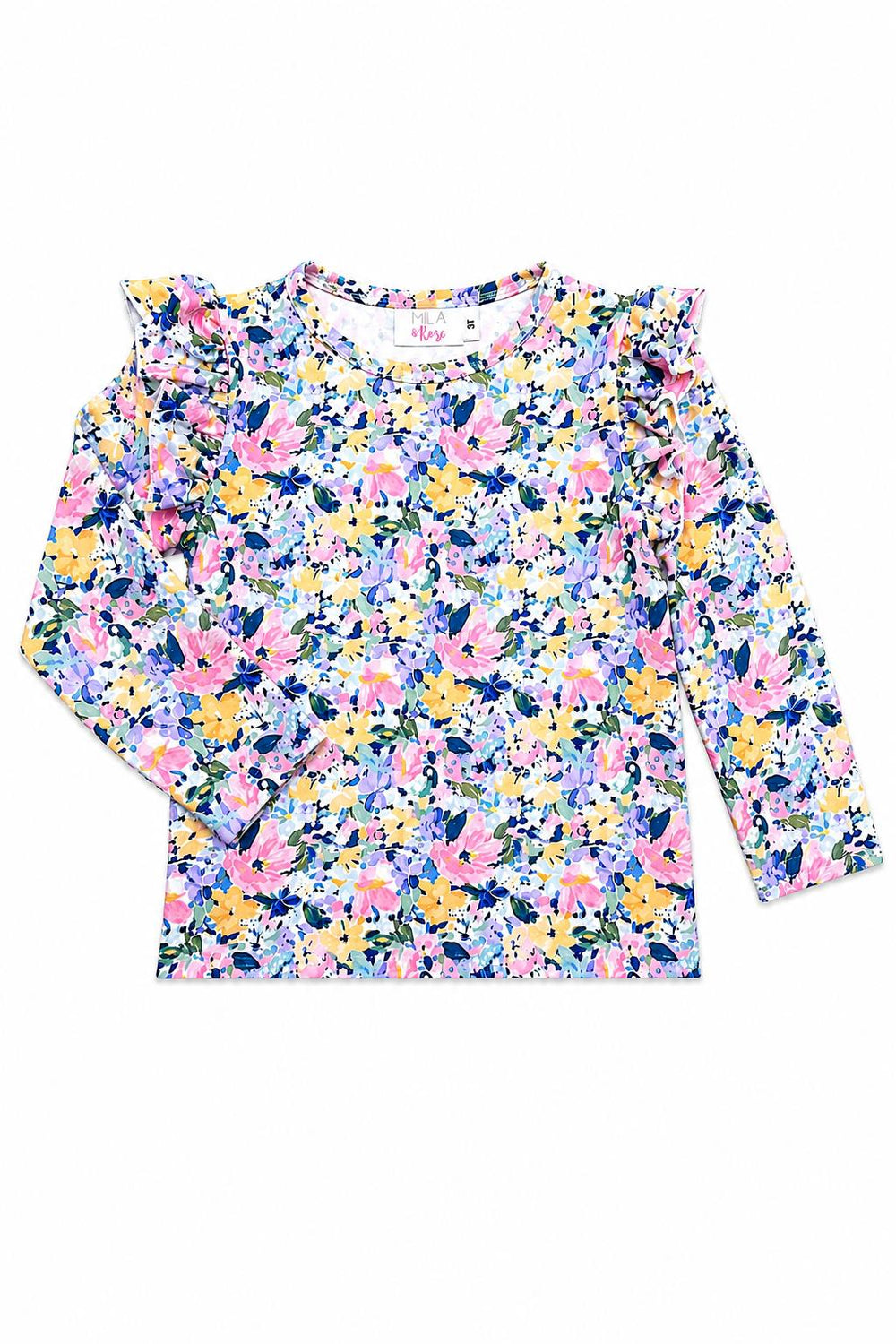 Fall Floral L/S Ruffle Tee-Mila & Rose ®