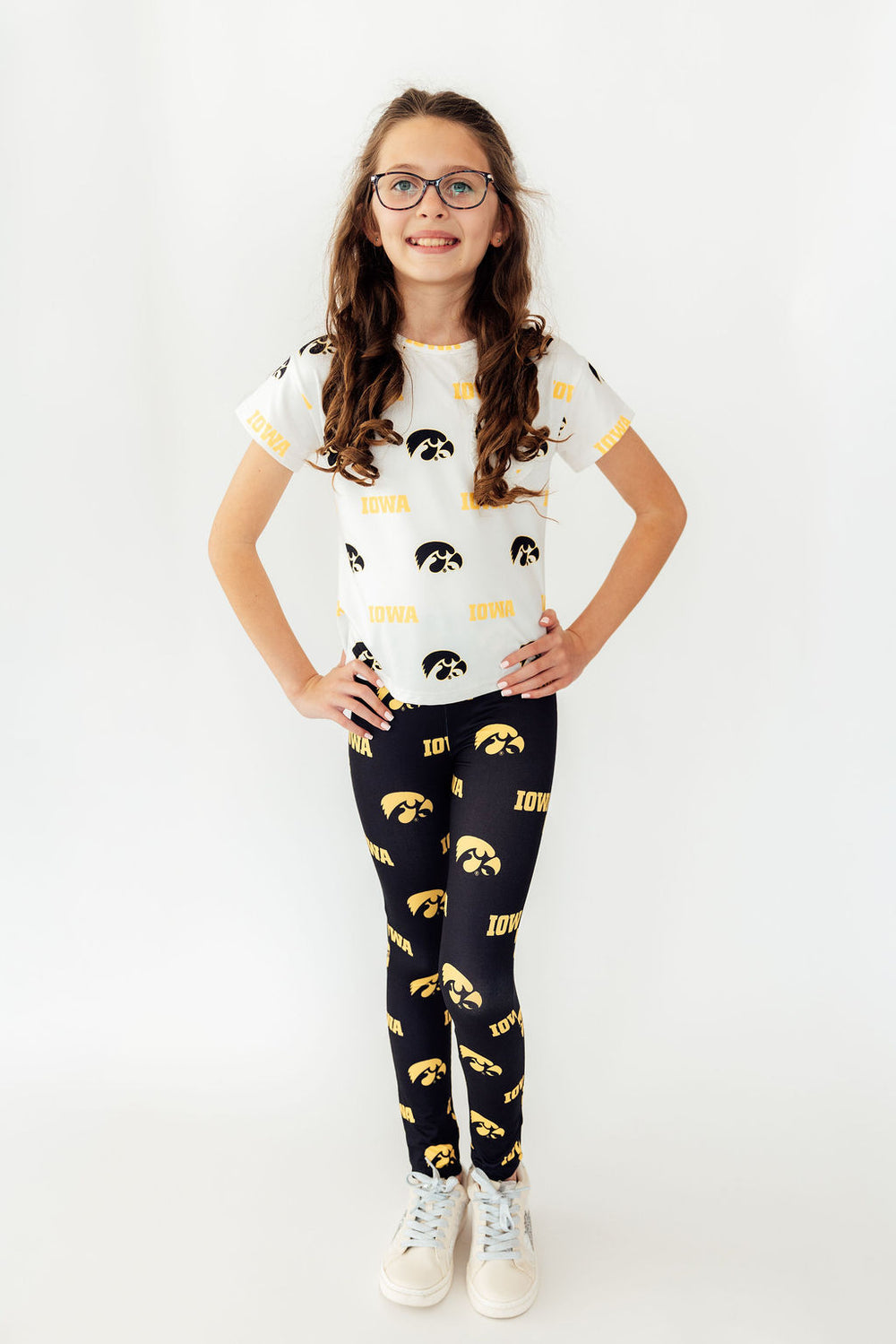 Iowa White Tigerhawk Ruffle Pocket Tee-Mila & Rose ®
