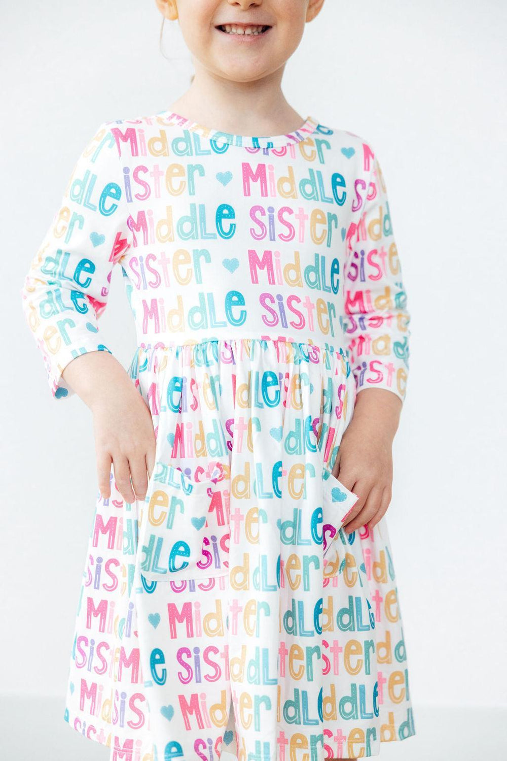 Middle Sister 3/4 Sleeve Pocket Twirl Dress-Mila & Rose ®