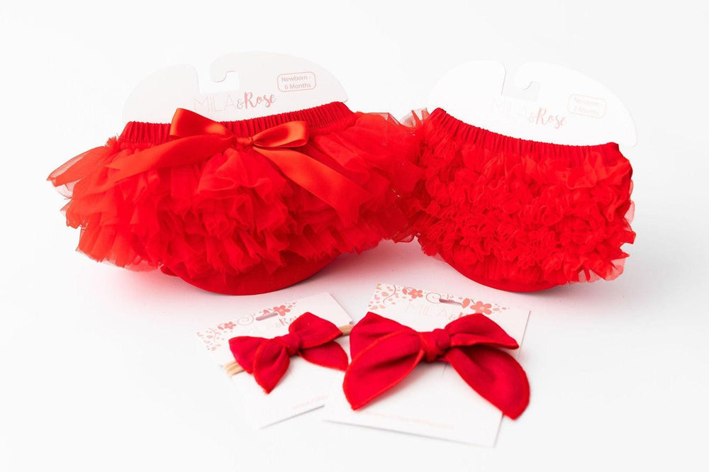 Red Ruffle Bum Bloomer-Mila & Rose ®