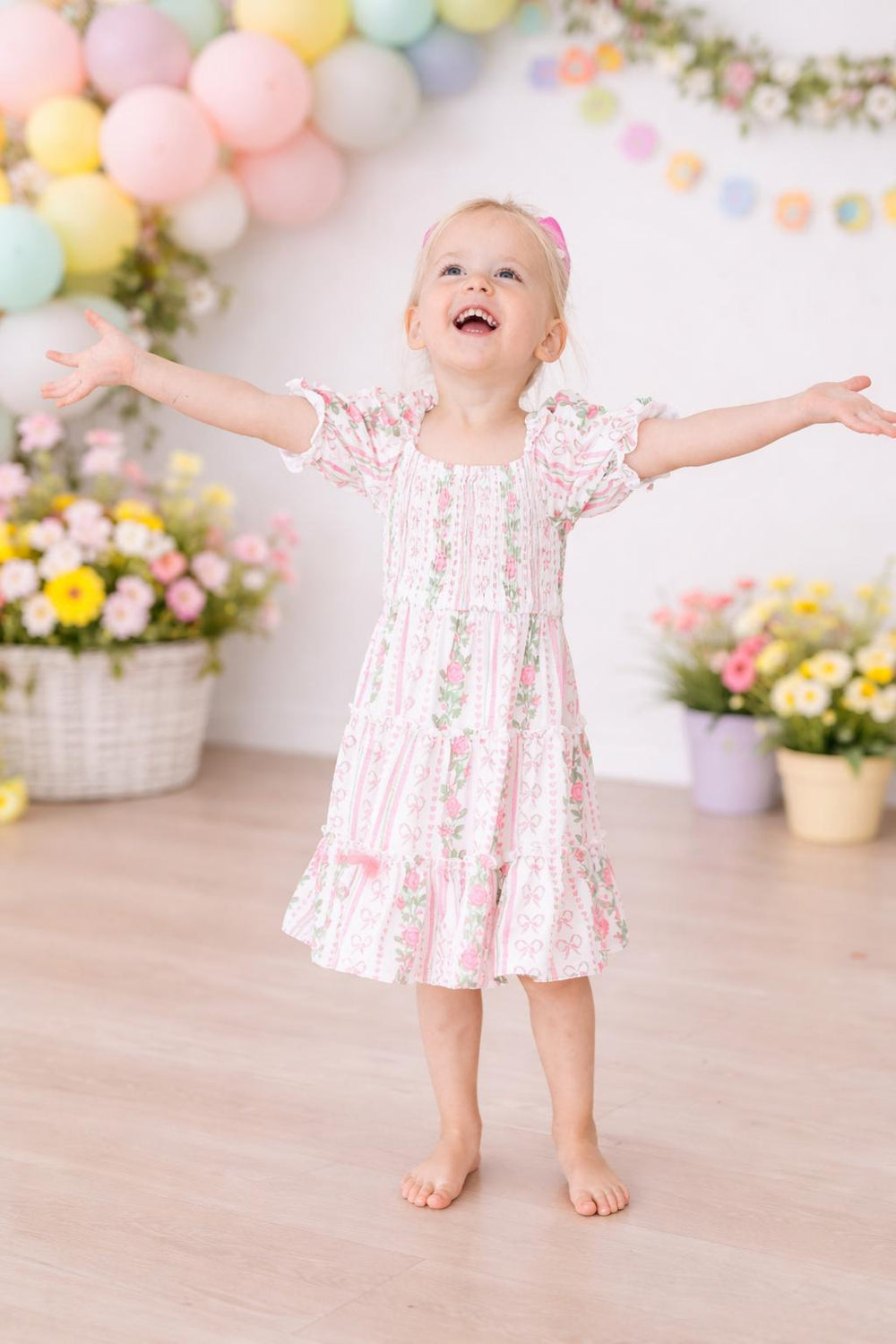 Rosebud Bows Smocked Ruffle Dress-Mila & Rose ®