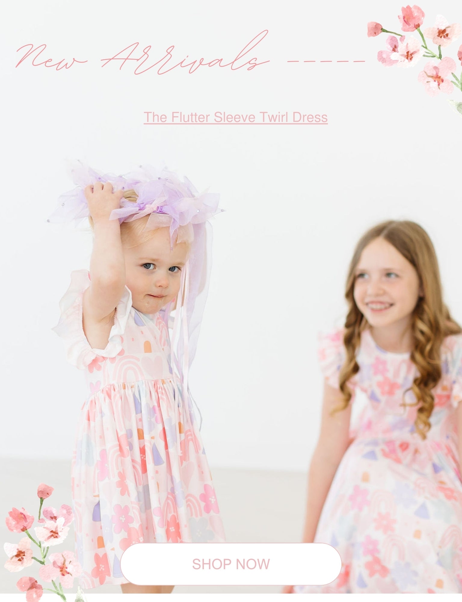 girls new flutter sleeve twirl dresses for summer