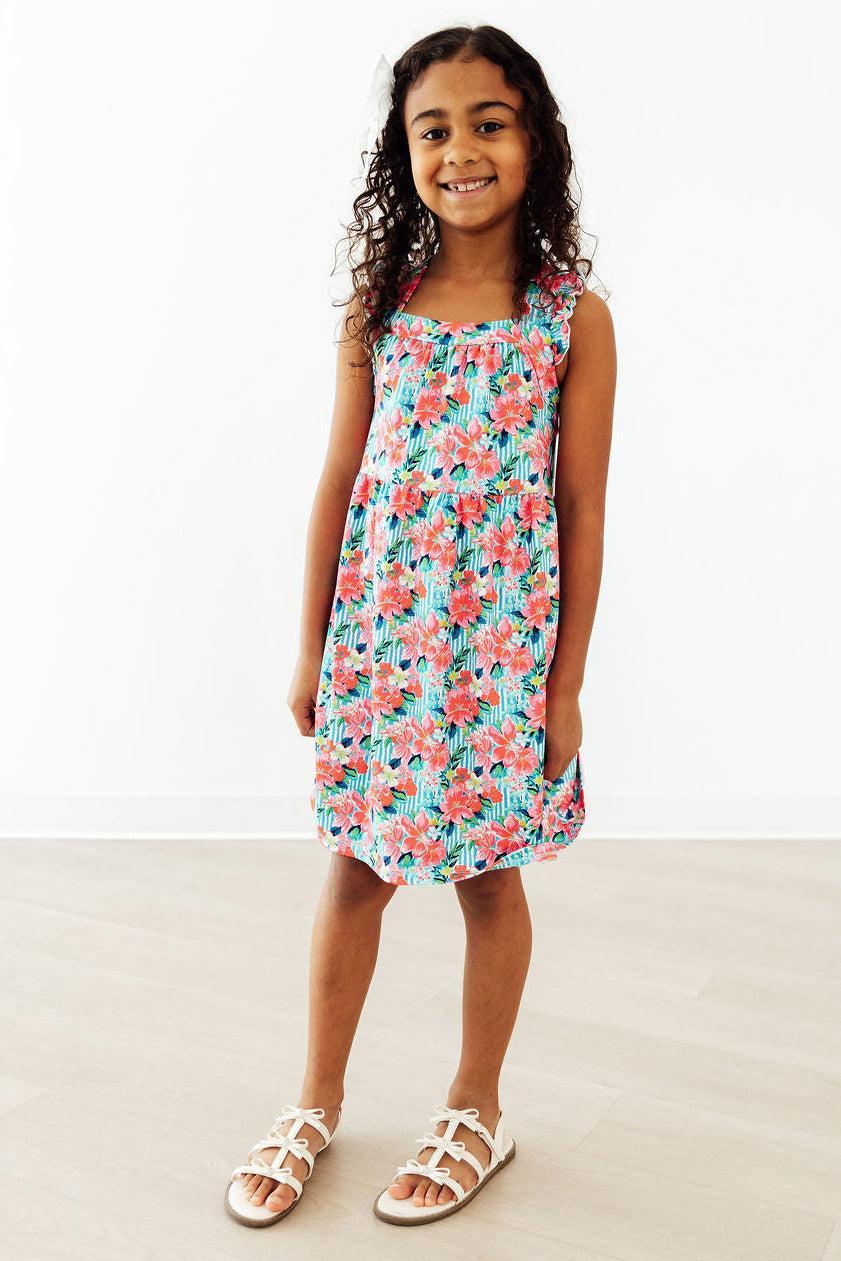 Petals in Paradise Ruffle Cross Back Dress-Mila & Rose ®
