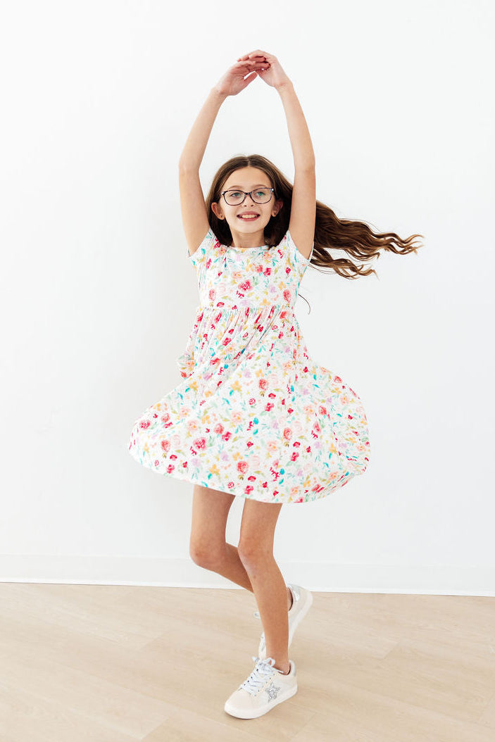 Painted Posies S/S Pocket Twirl Dress-Mila & Rose ®