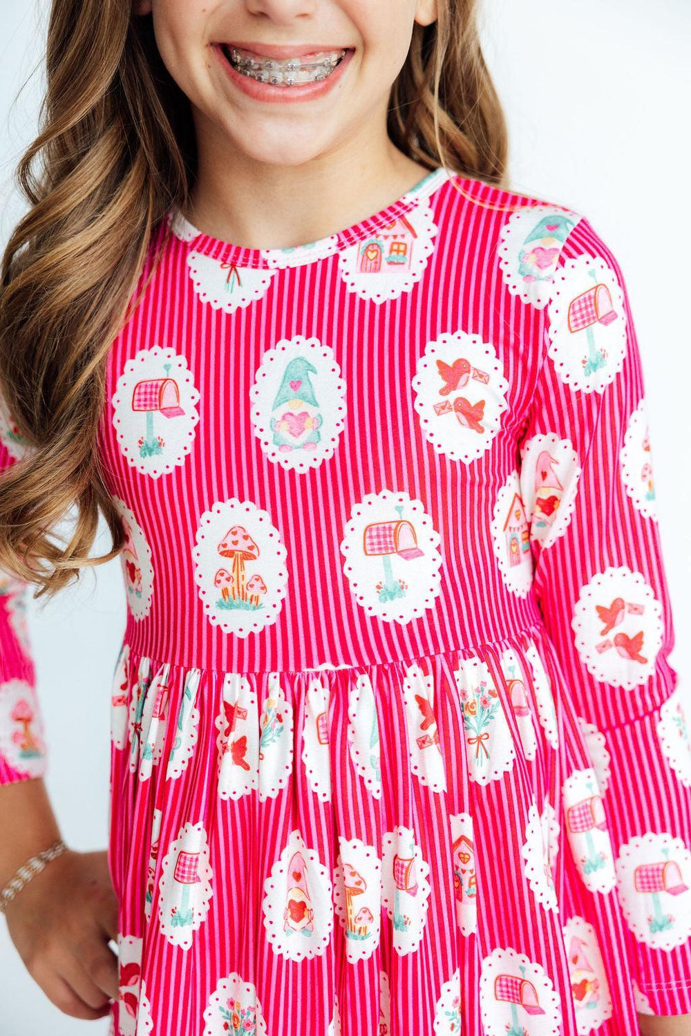 Cupid's Cottage L/S Ruffle Hem Twirl Dress-Mila & Rose ®