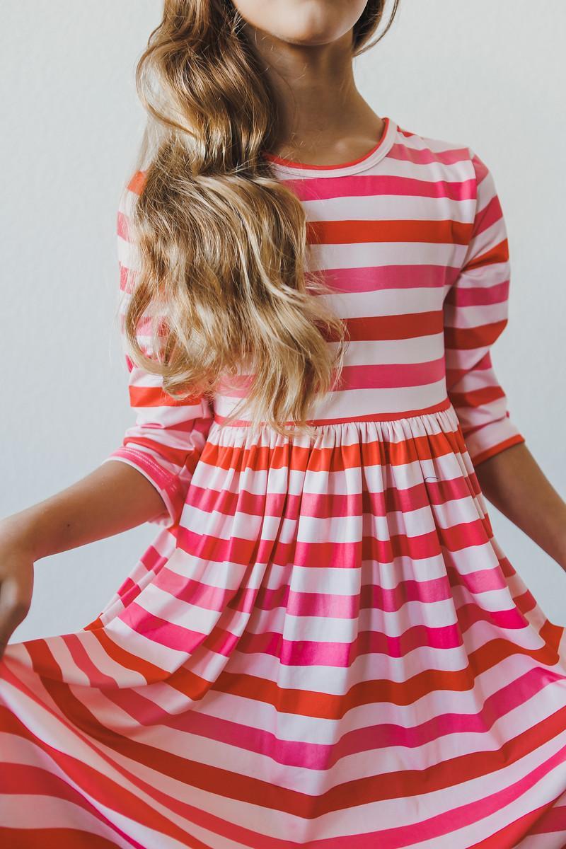 (V) All You Need is Love 3/4 Sleeve Pocket Twirl Dress-Mila & Rose ®