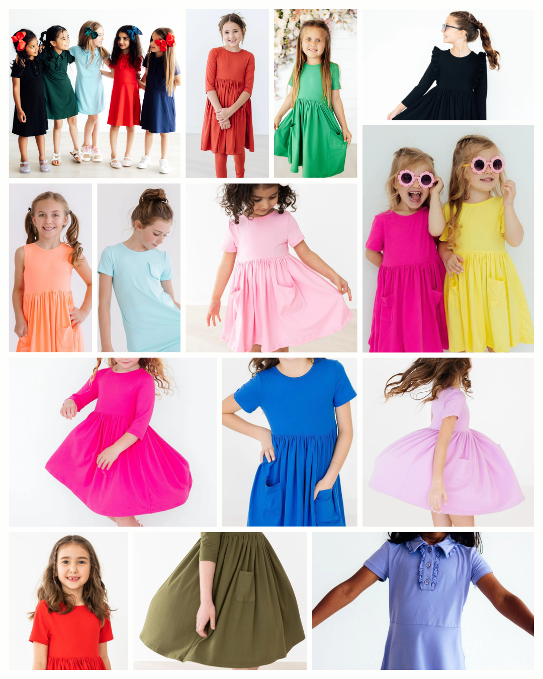 Mila & Rose Solid Color Girls Dresses Collage