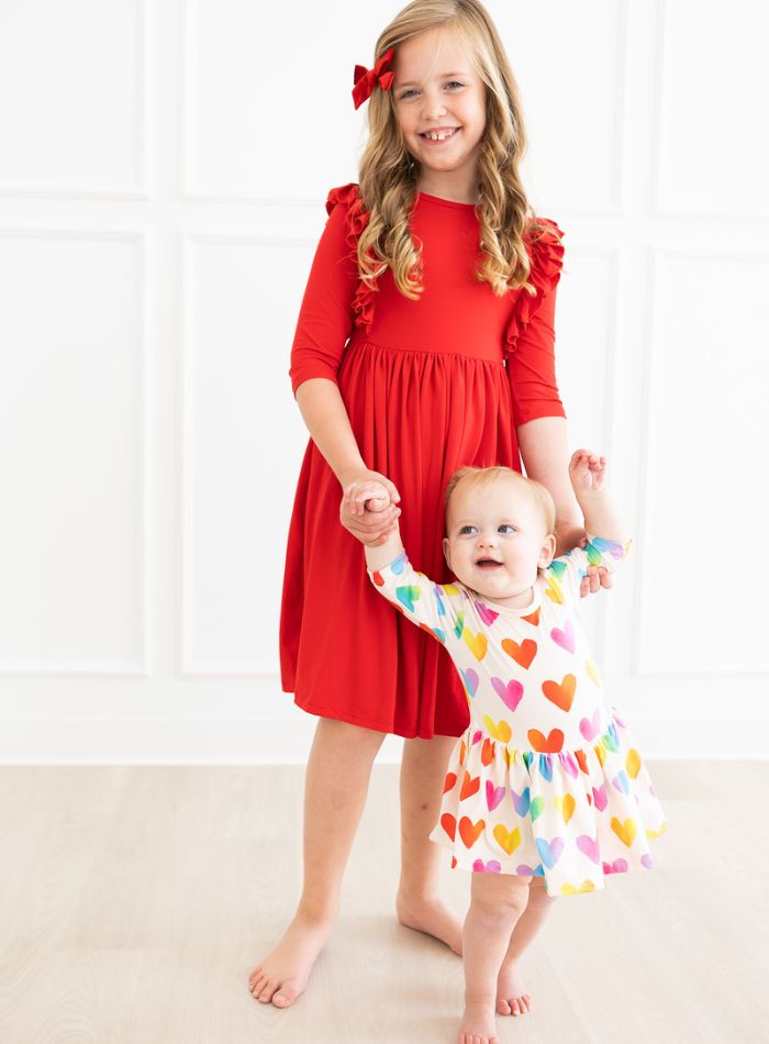 red ruffle twirl dress and lotta love twirl bodysuit