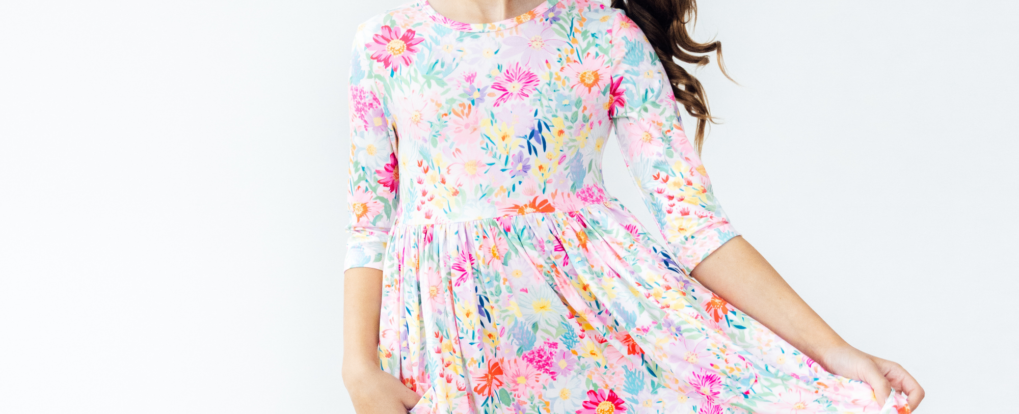 3/4 Sleeve Girls' Twirl Dresses