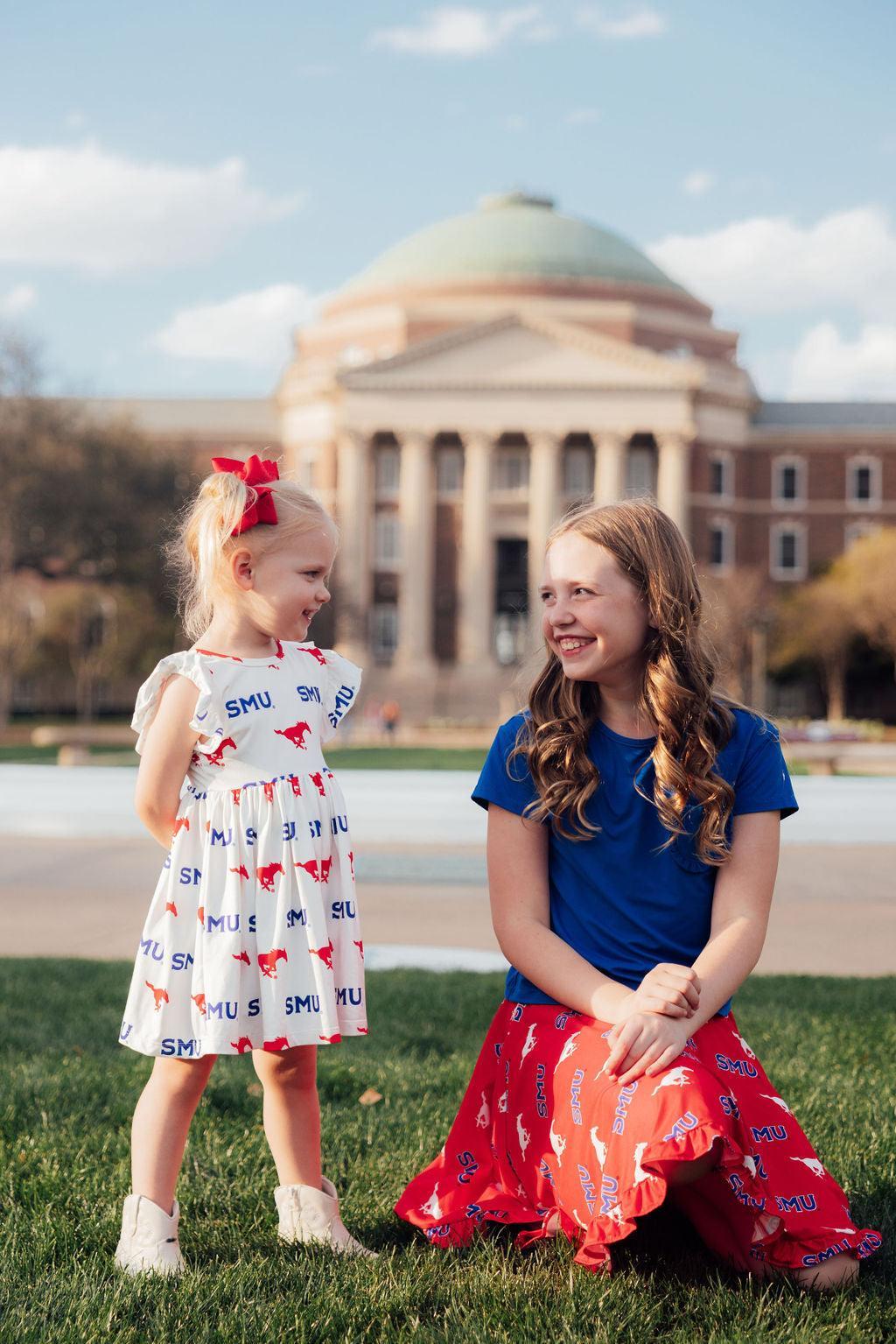 SMU Red Mustang Ruffle Twirl Skort-Mila & Rose ®