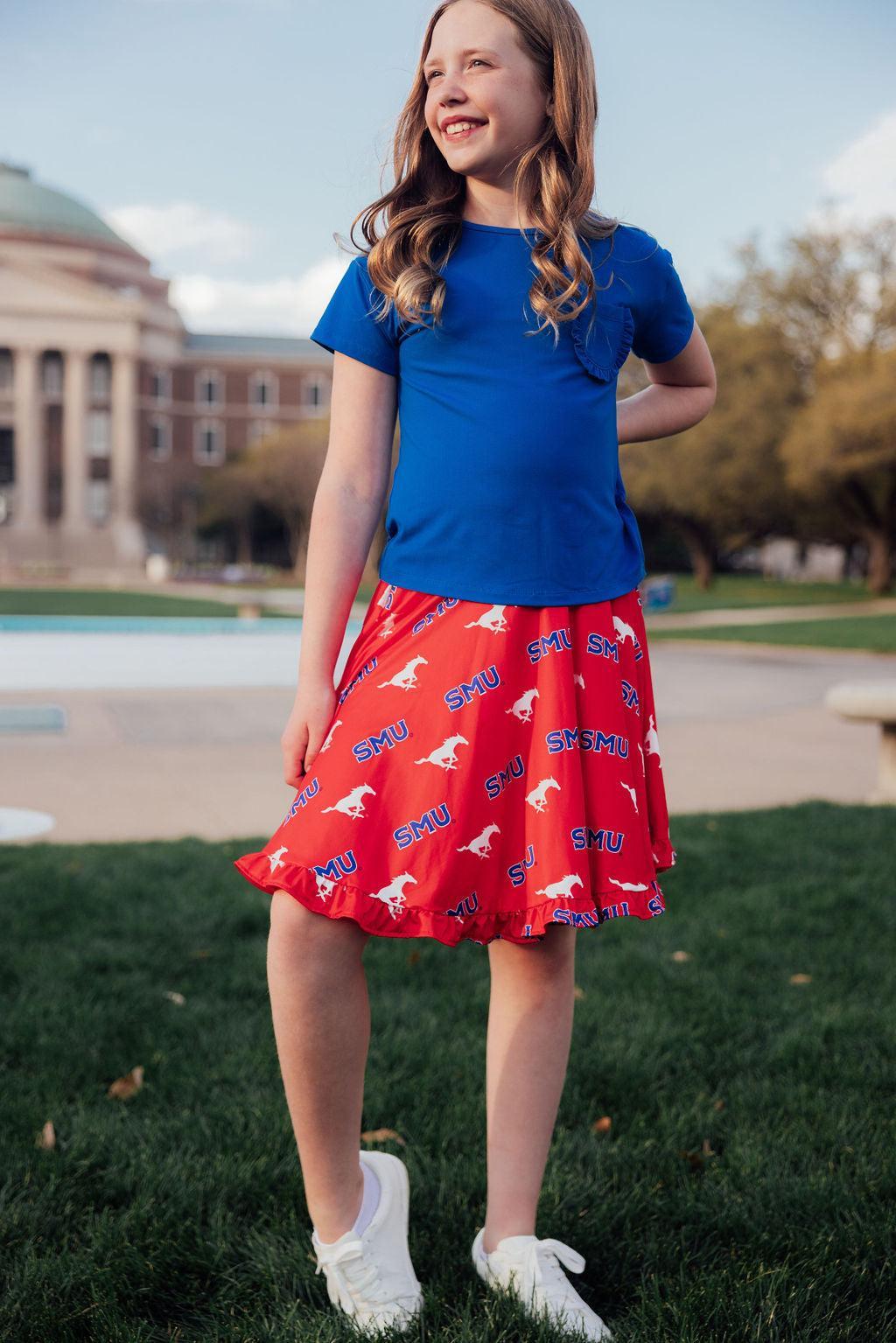 SMU Red Mustang Ruffle Twirl Skort-Mila & Rose ®