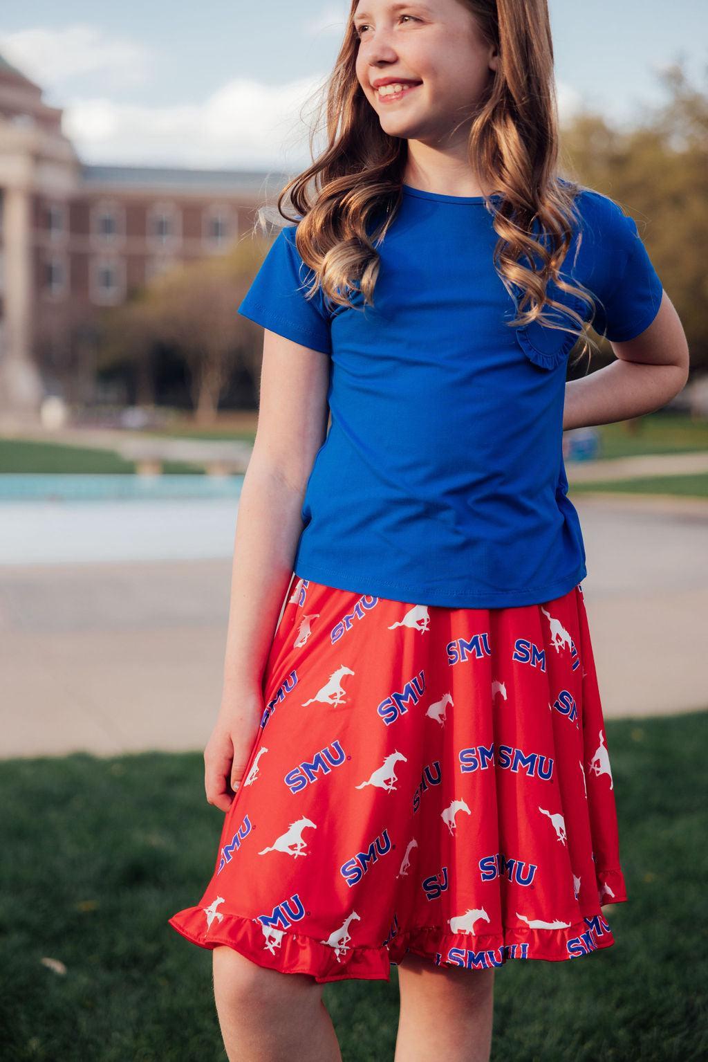 SMU Red Mustang Ruffle Twirl Skort-Mila & Rose ®