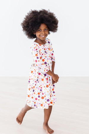 SALE Watercolor Pebbles 3/4 Sleeve Pocket Twirl Dress-Mila & Rose ®