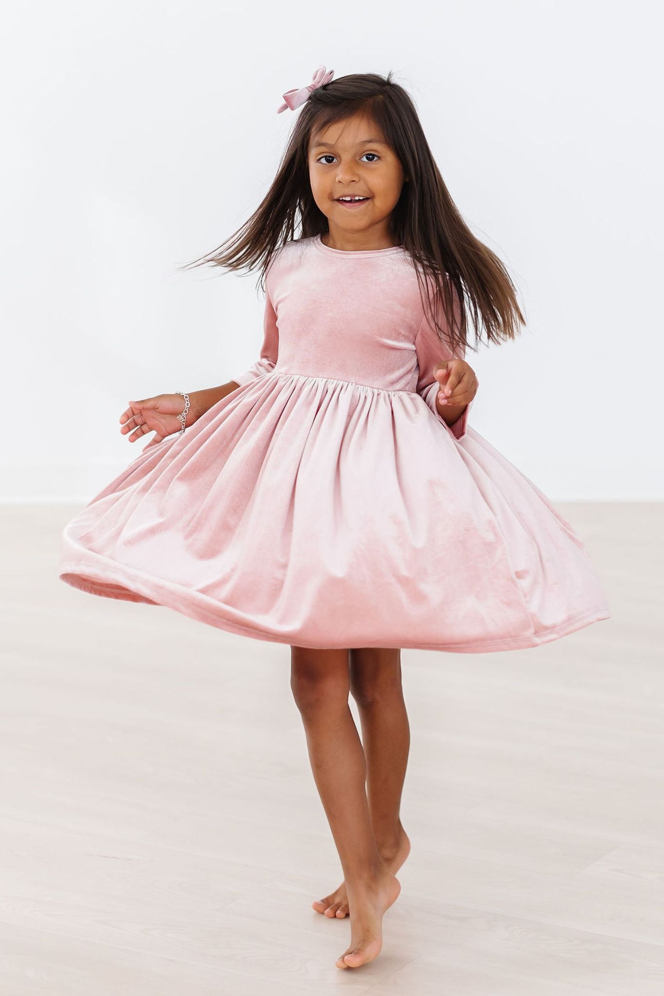 Vintage Pink Velvet Twirl Dress-Mila & Rose ®