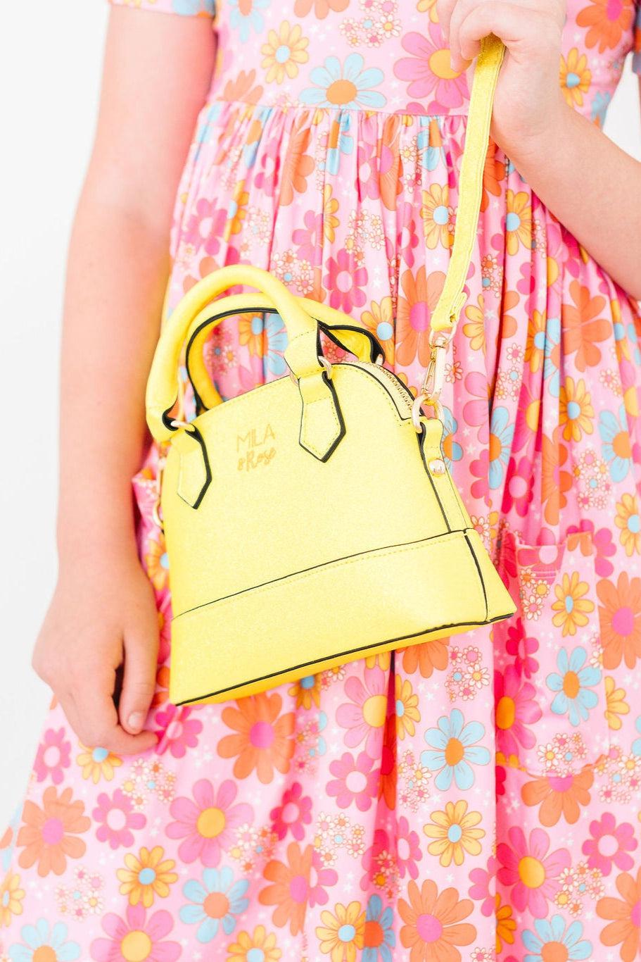 Neon Yellow Glitter Girl's Crossbody Purse-Mila & Rose ®
