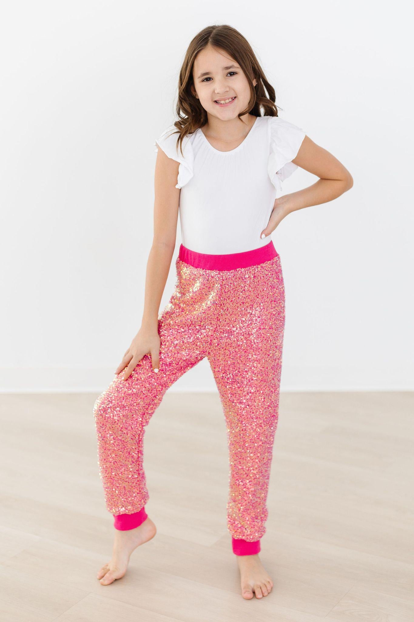 Hot Pink Sequin Joggers-Mila & Rose ®