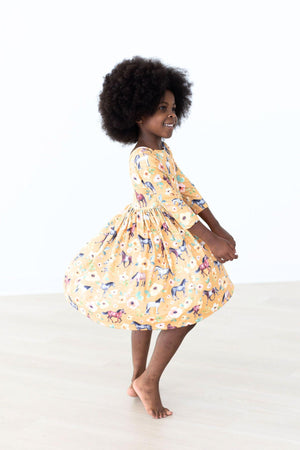 Ponies & Poppies 3/4 Sleeve Twirl Dress-Mila & Rose ®