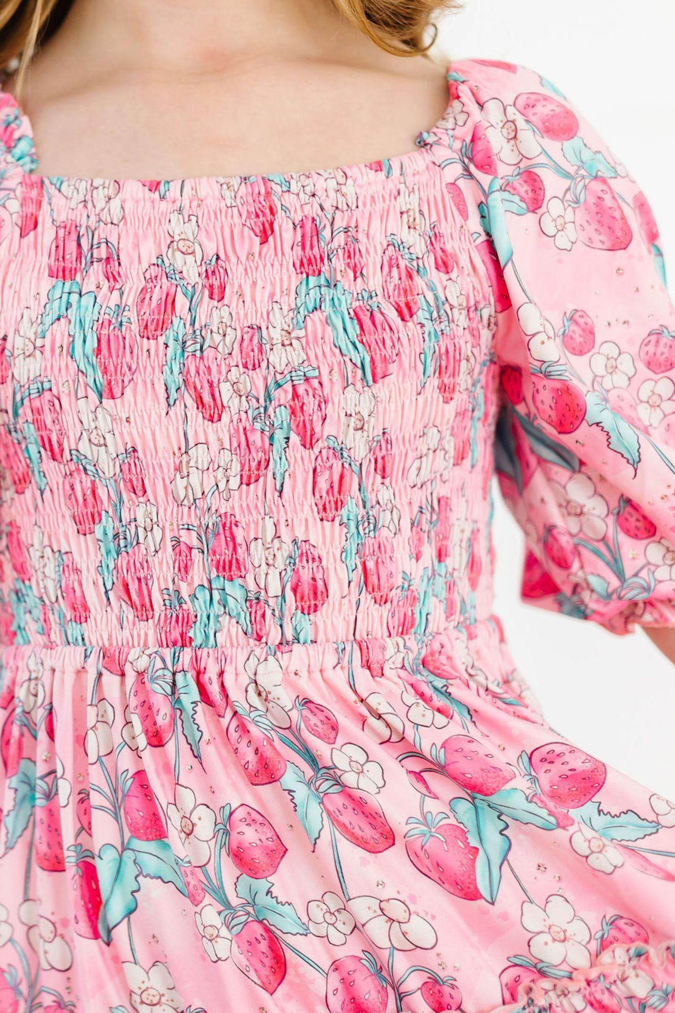 Strawberry Shortcake Smocked Ruffle Dress-Mila & Rose ®