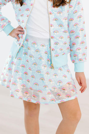 Mint Rainbow Sequin Twirl Skirt-Mila & Rose ®