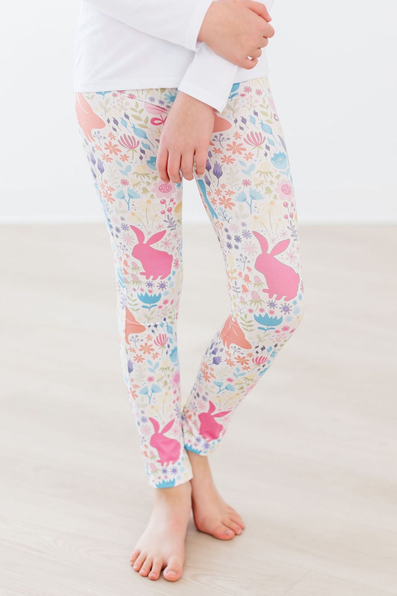 Pastel Floral Bunnies Leggings-Mila & Rose ®