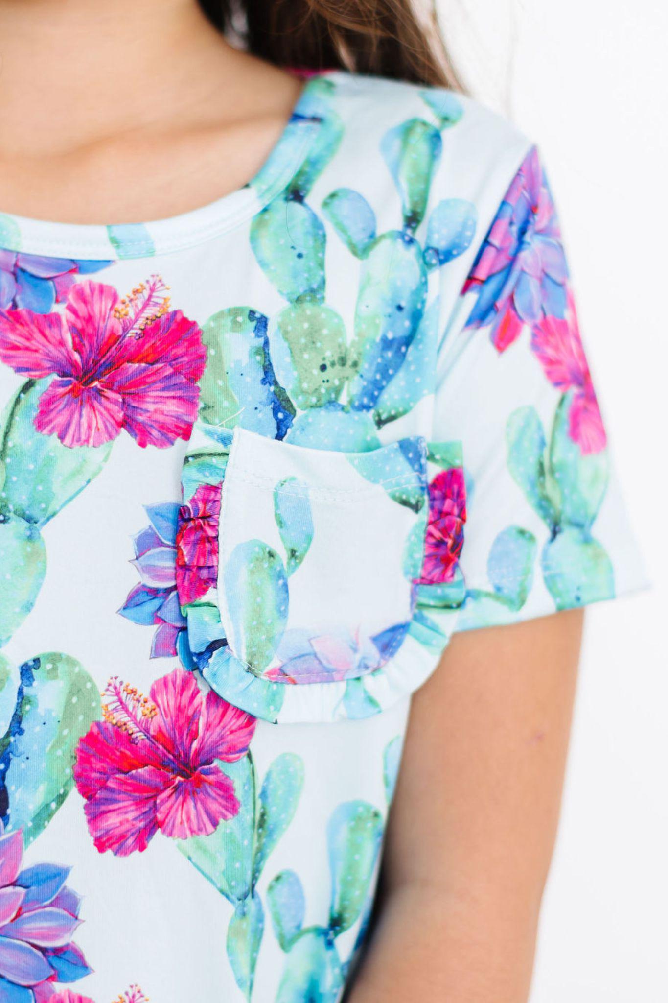 Cactus Flower T-Shirt Dress-Mila & Rose ®