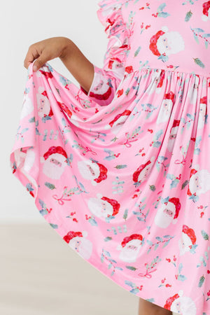 Jolly Old Saint Nick 3/4 Sleeve Ruffle Twirl Dress-Mila & Rose ®