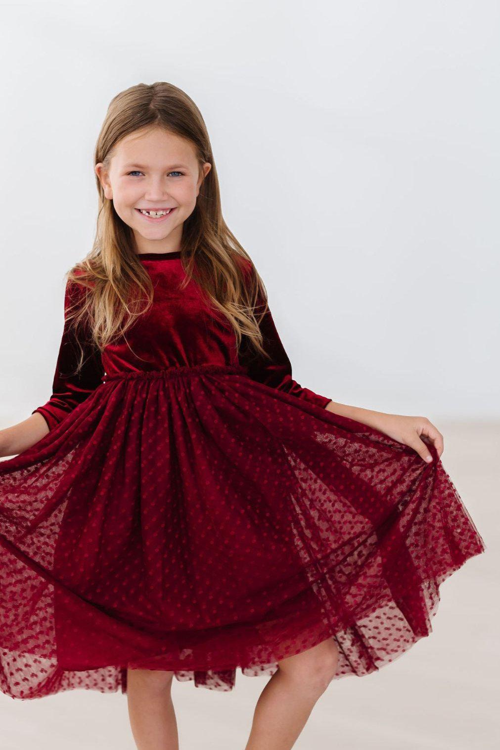 Girls crushed velvet dress store