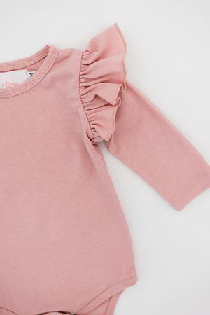 Vintage Pink L/S Flutter Bodysuit-Mila & Rose ®