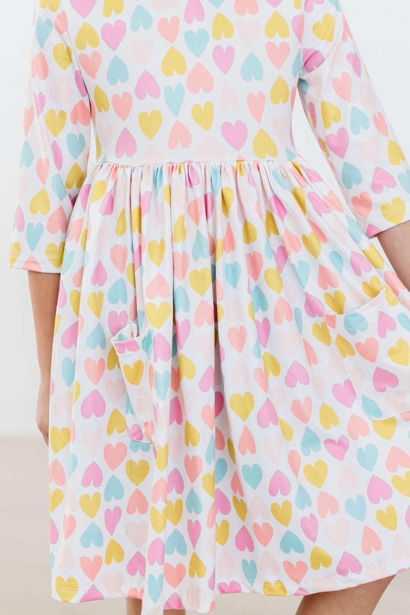 Sweetheart 3/4 Sleeve Pocket Twirl Dress-Mila & Rose ®