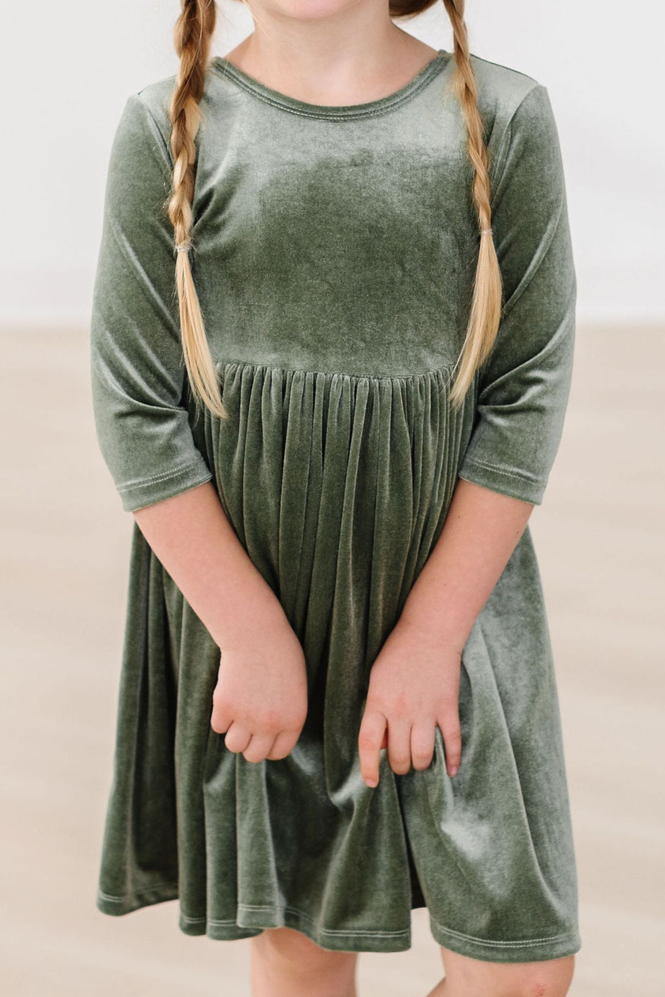 Sage Velvet Twirl Dress-Mila & Rose ®