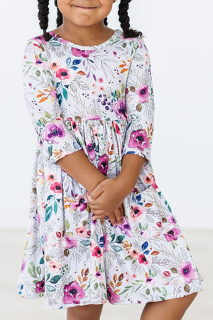 Midnight Rain 3/4 Sleeve Pocket Twirl Dress-Mila & Rose ®
