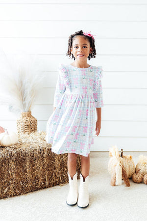 Pumpkin Picnic 3/4 Sleeve Ruffle Twirl Dress-Mila & Rose ®