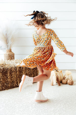 SALE Fall Floral 3/4 Sleeve Pocket Twirl Dress-Mila & Rose ®