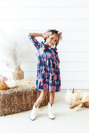 Vintage Garden 3/4 Sleeve Ruffle Twirl Dress-Mila & Rose ®