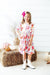 Tangerine Leaves 3/4 Sleeve Ruffle Twirl Dress-Mila & Rose ®