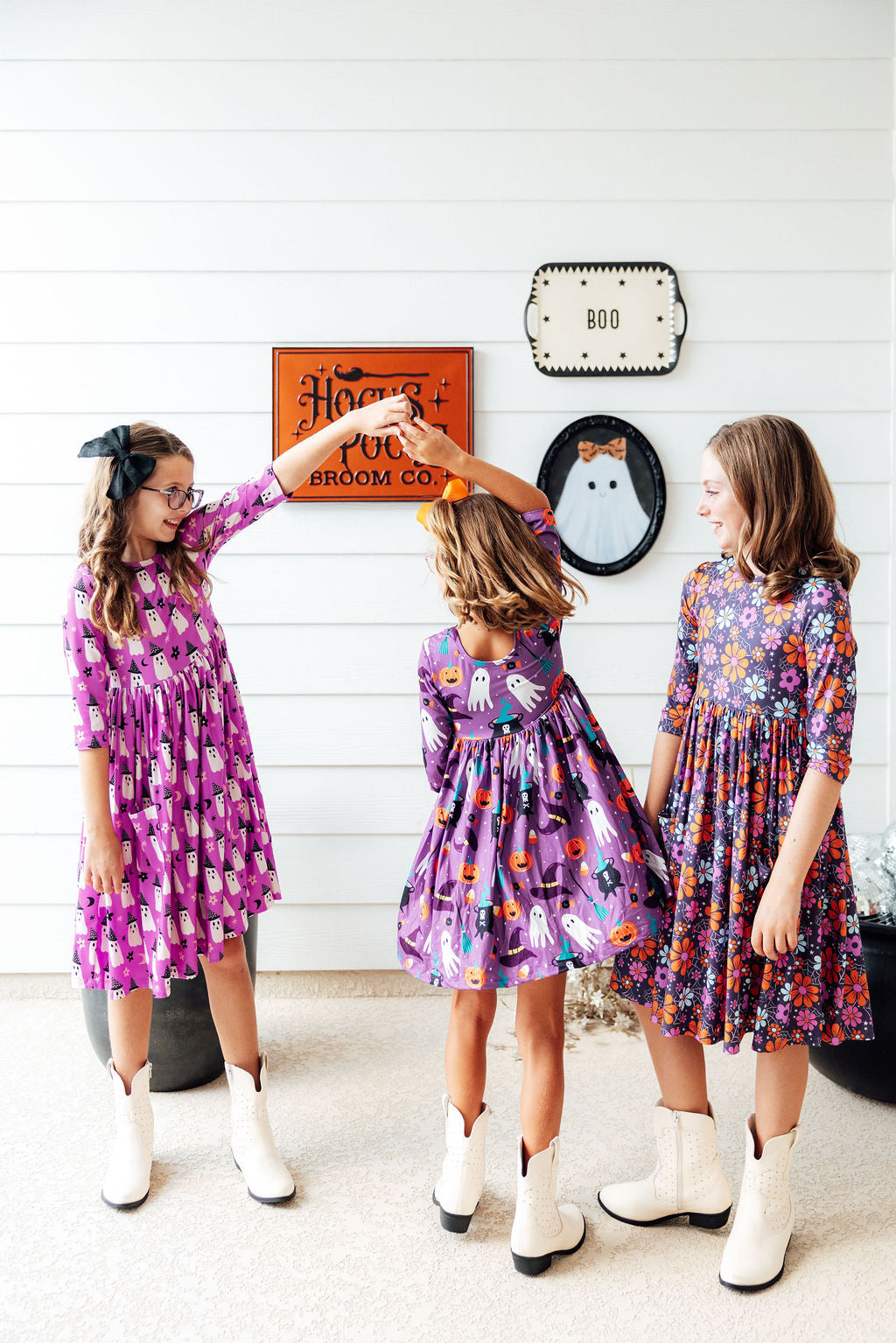 No Tricks, Just Treats 3/4 Sleeve Pocket Twirl Dress-Mila & Rose ®