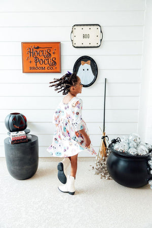 Monster Mash 3/4 Sleeve Pocket Twirl Dress-Mila & Rose ®