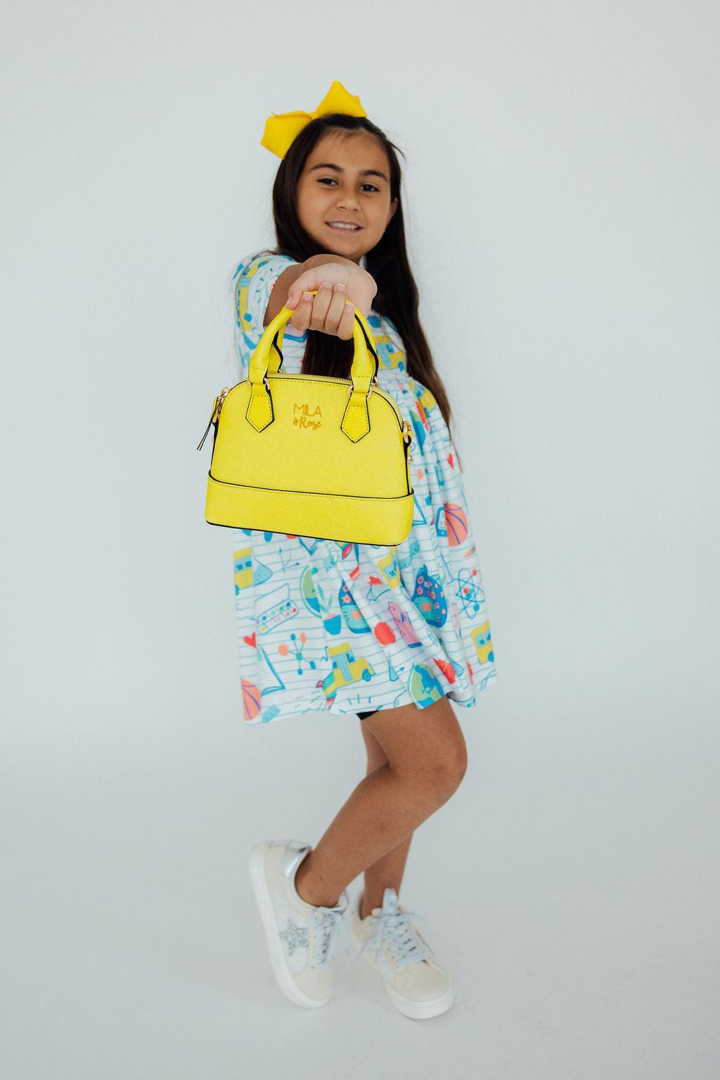 Neon Yellow Glitter Girl's Crossbody Purse-Mila & Rose ®
