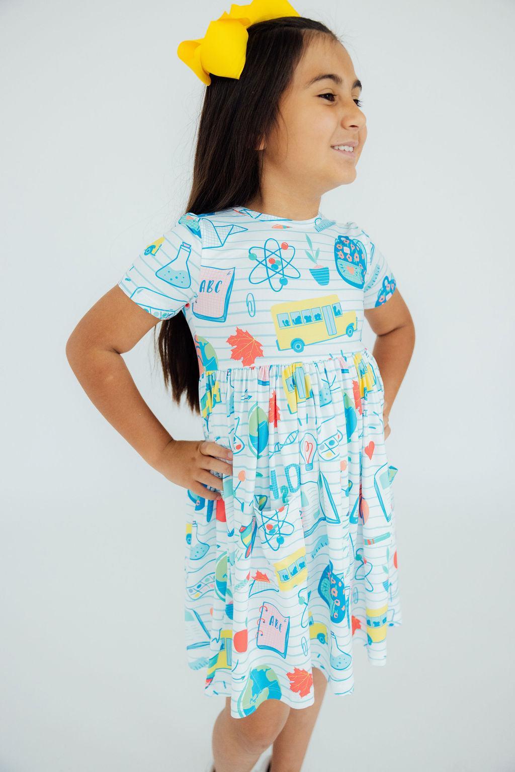 School Rules S/S Pocket Twirl Dress-Mila & Rose ®