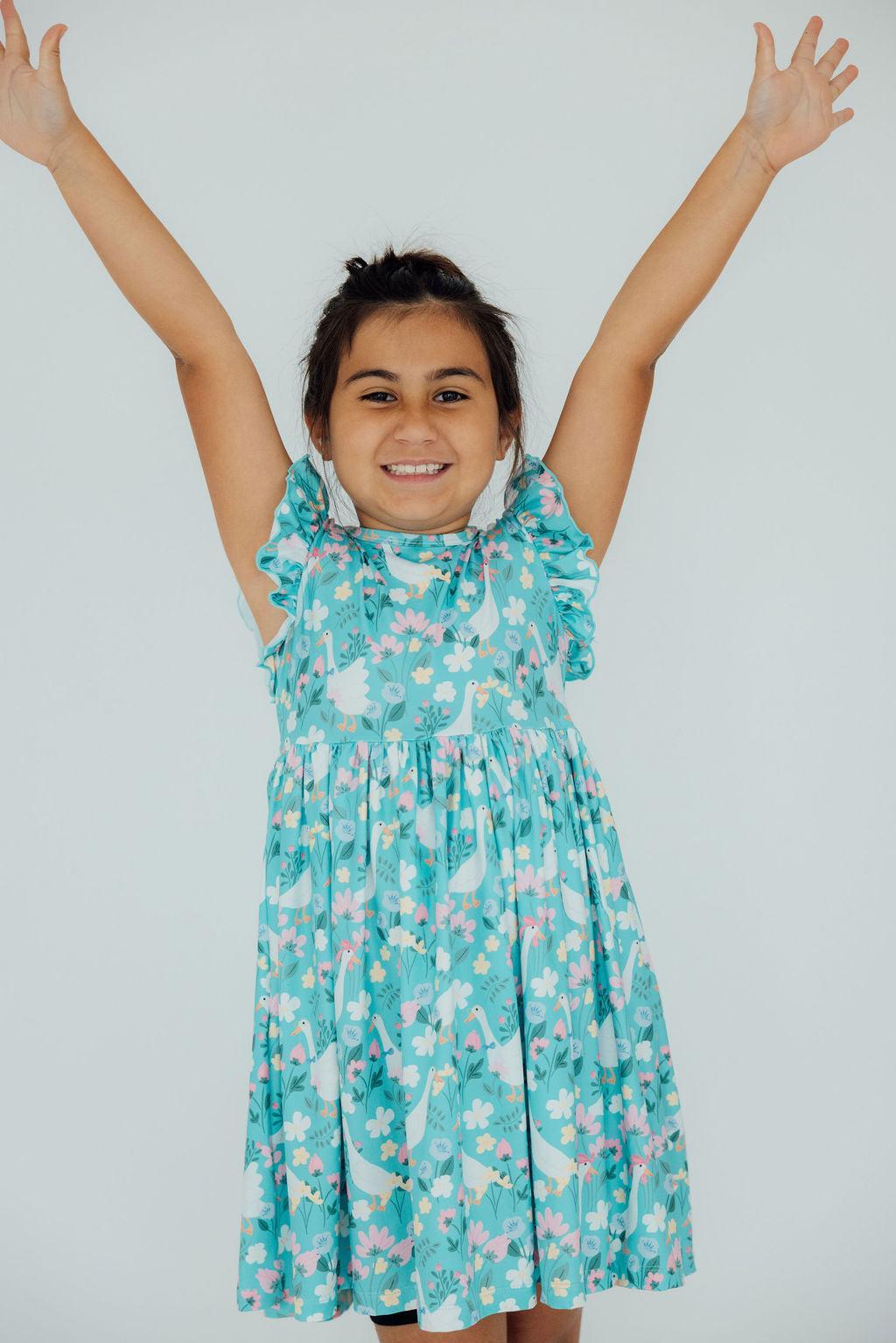 Silly Goose Flutter Sleeve Twirl Dress-Mila & Rose ®