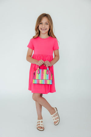 Neon Pink S/S Pocket Twirl Dress-Mila & Rose ®
