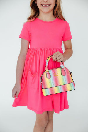 Neon Rainbow Glitter Girl's Crossbody Purse-Mila & Rose ®
