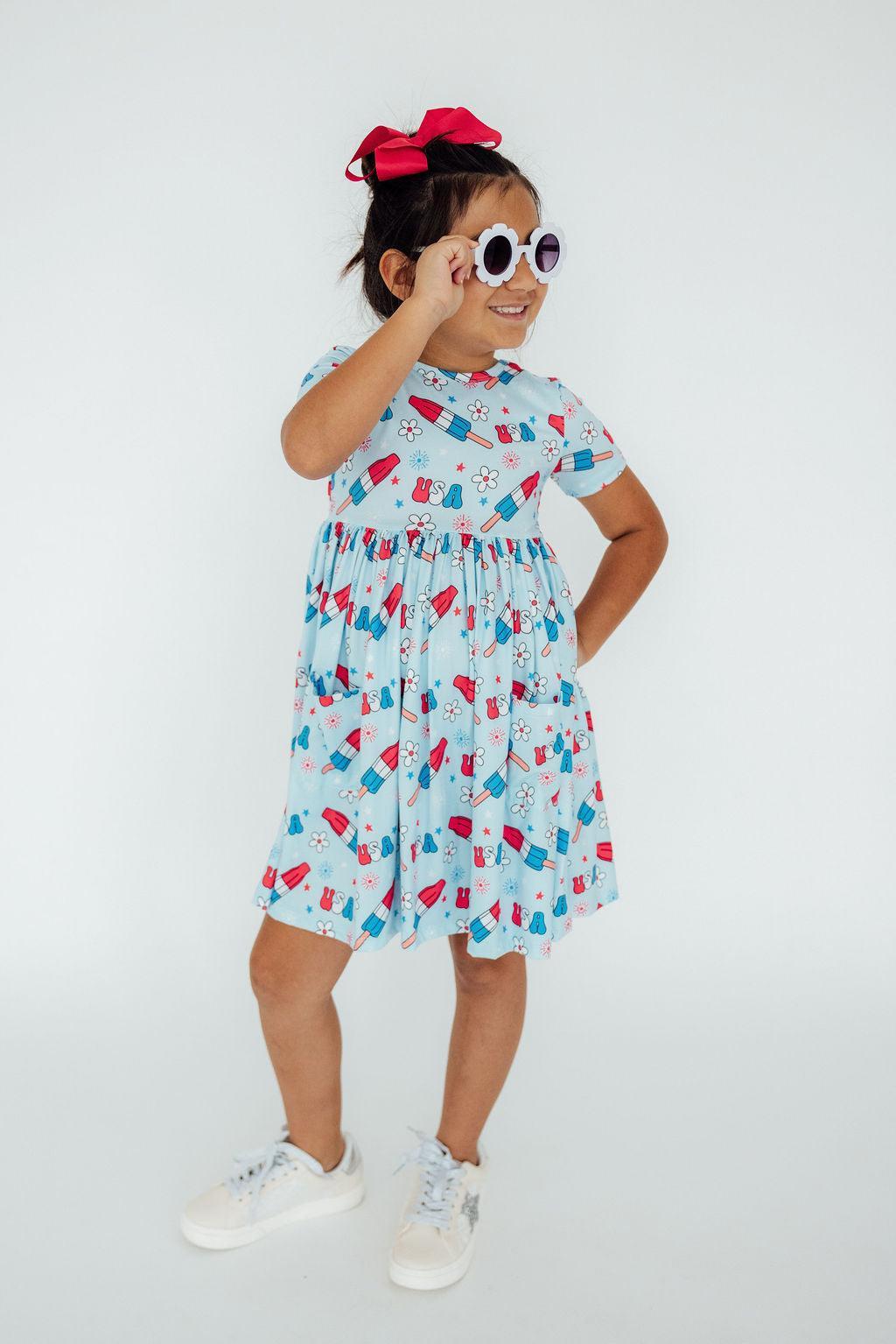 Proudly Patriotic S/S Pocket Twirl Dress-Mila & Rose ®