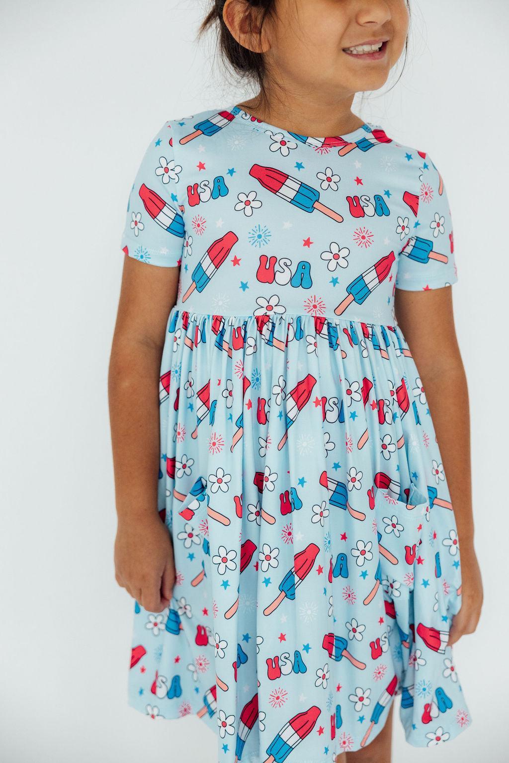 Proudly Patriotic S/S Pocket Twirl Dress-Mila & Rose ®