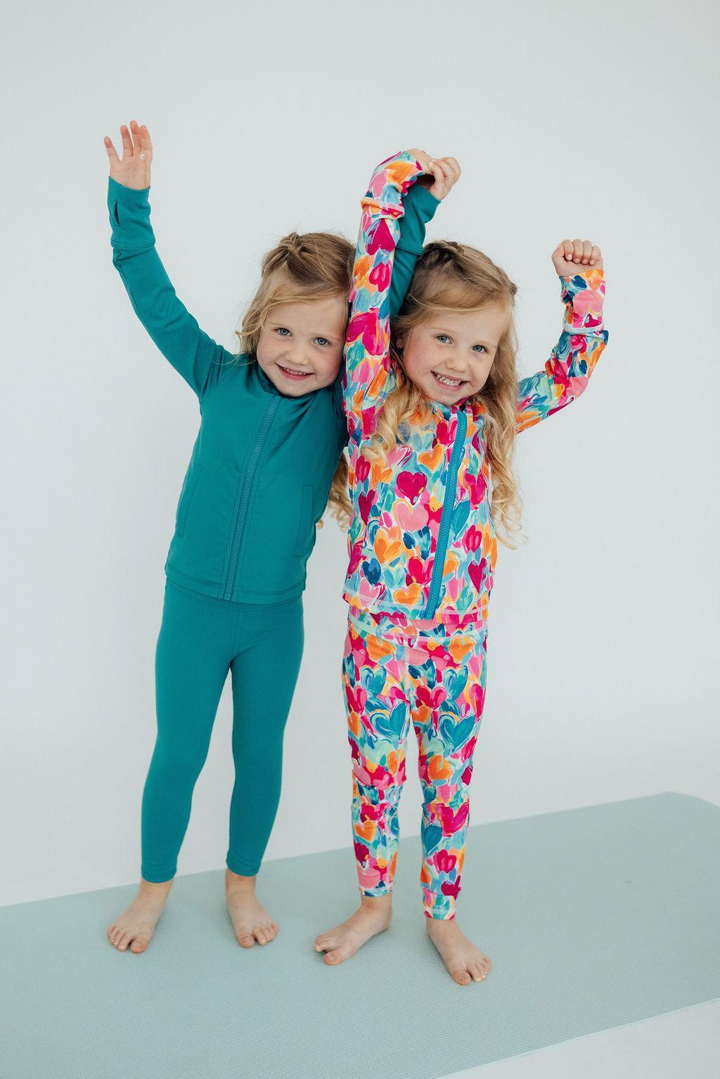 Turbo Teal Full-Zip Ruffle Active Jacket-Mila & Rose ®