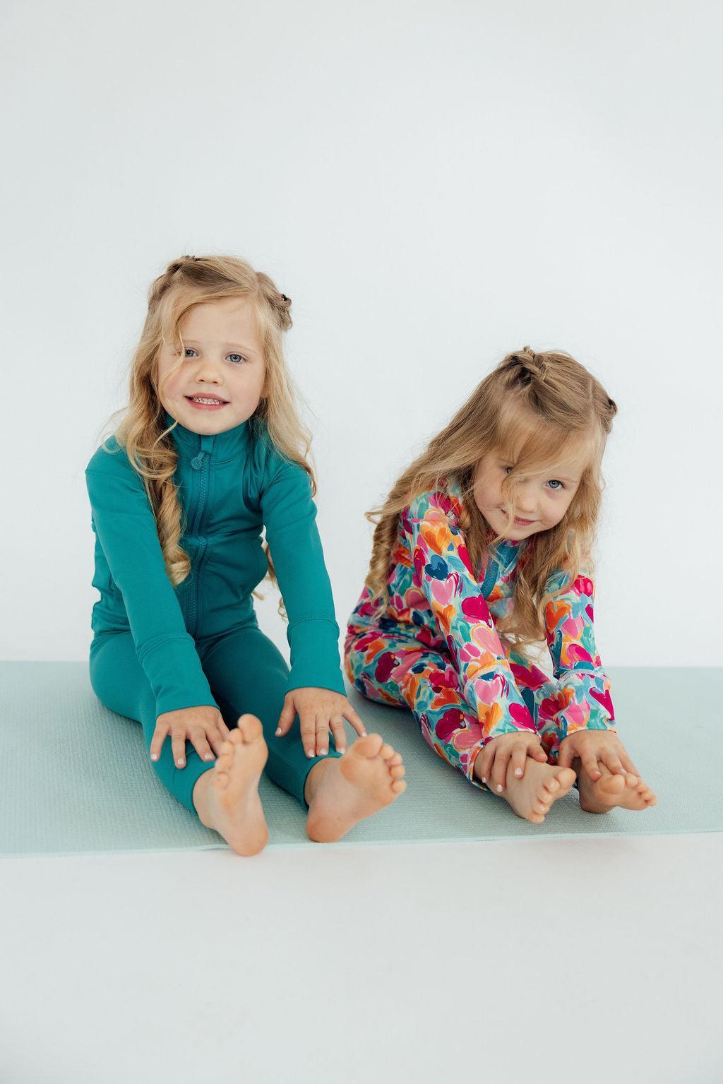 Turbo Teal Full-Zip Ruffle Active Jacket-Mila & Rose ®