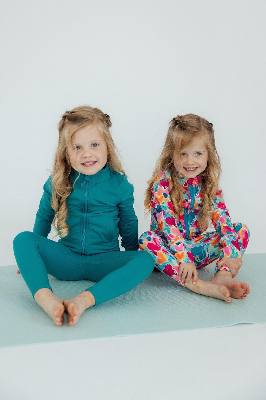 Turbo Teal Full-Zip Ruffle Active Jacket-Mila & Rose ®